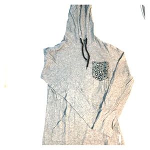 Lightweight Sweatershirt w/ Cheetah Pocket Accent